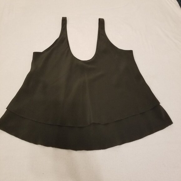 Babaton Silk Grey Shirt Layered Tank Top Flared Cropped Aritzia Flowy Shirt XS - Picture 2 of 8